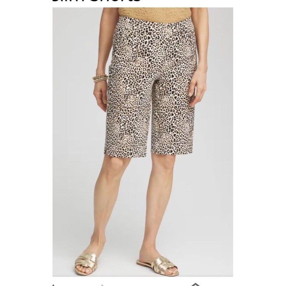 New So Sliming Chico’s Brigitte Women’s 8s Cheetah Print Modest Short